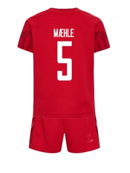 Otroški Nogometna dresi replika Danska Joakim Maehle #5 Domači SP 2022 Kratek rokav (+ hlače)
